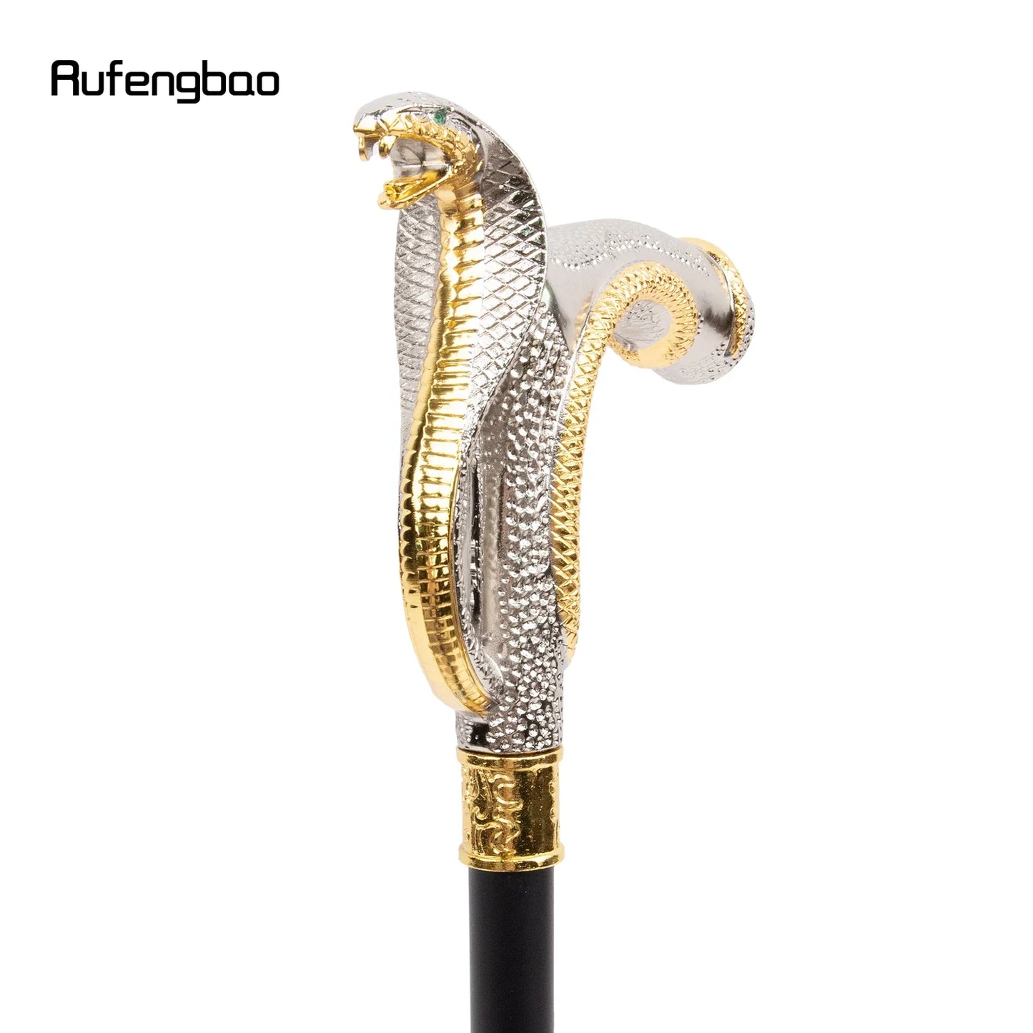 White Golden Cobra Head Fashion Walking Stick Decorative Walking Stick Fashionable Walking Cane Crosier 93cm