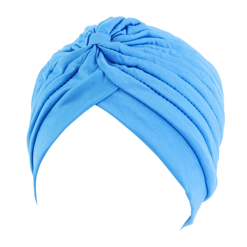 New Flower Decoration Turban, Solid Color Women's Head Wrap, Fashion Headwear, Bandana Cap