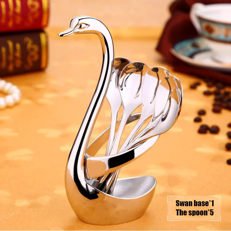 Portable fork and spoon cutlery set   with swan rack table fork and spoon storage rack cutlery sets