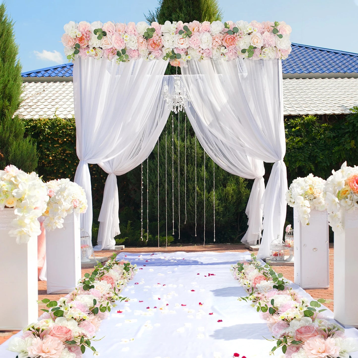 Artificial Flowers Row Arch DIY Wedding Birthday Party Home rose peony Wall Background Banquet Table Arrangement Decoration - Hiron Store