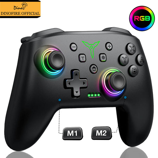 Dinofire Wireless Bluetooth RGB Controller for Nintendo Switch/Switch OLED/Switch Lite/PC/Mobile Gamepad Multi-Function Joystick - Hiron Store