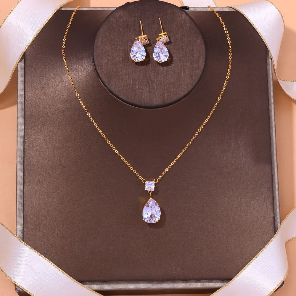 Crystal Drop Jewellery Set Necklace Earrings Sets Jewellerys