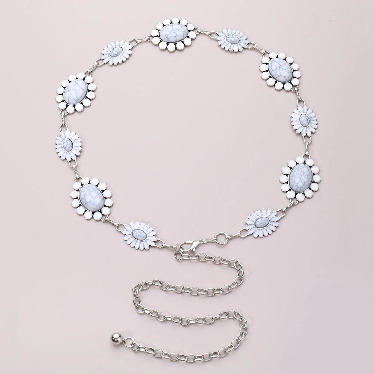 White petal ladies' elegant and fashionable versatile waist chain