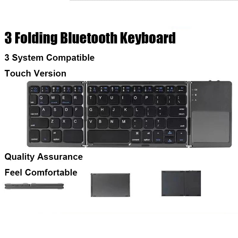 Wireless Folding Keyboard Bluetooth With Touchpad For Windows, Android, IOS,Phone,Multi-Function Button Mini Keyboard