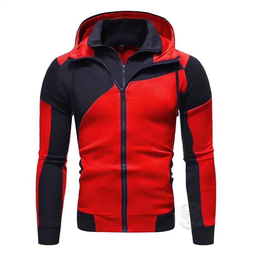 Men's Double Zipper Shirt Jacket Hooded Sweatshirt Sports Top Fashion Jacket