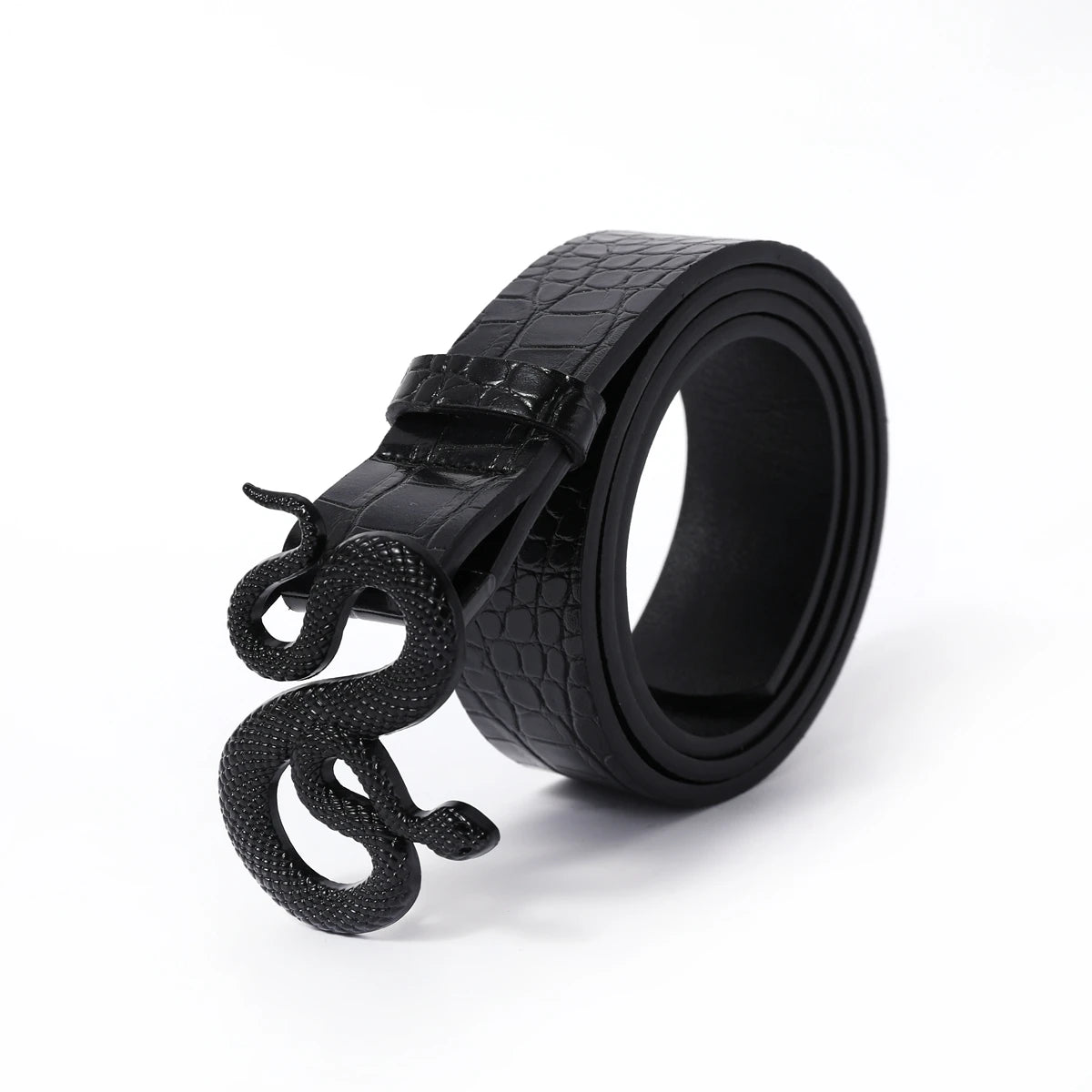 Snake Buckle with PU Leather Belt for Women Dress Designer Western Vintage Style Black Belts for Girls