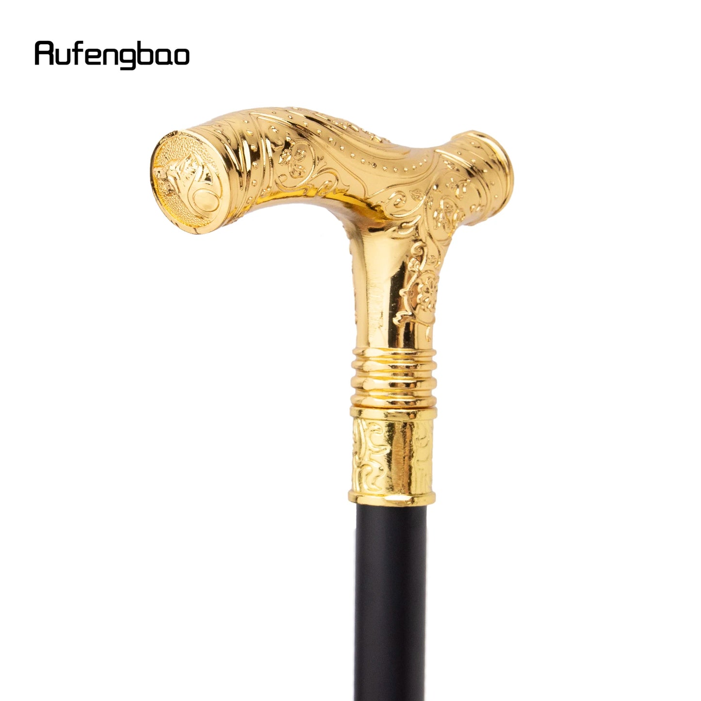 Golden Wolf Head Flower Totem Relief Walking Cane Fashion Walking Stick