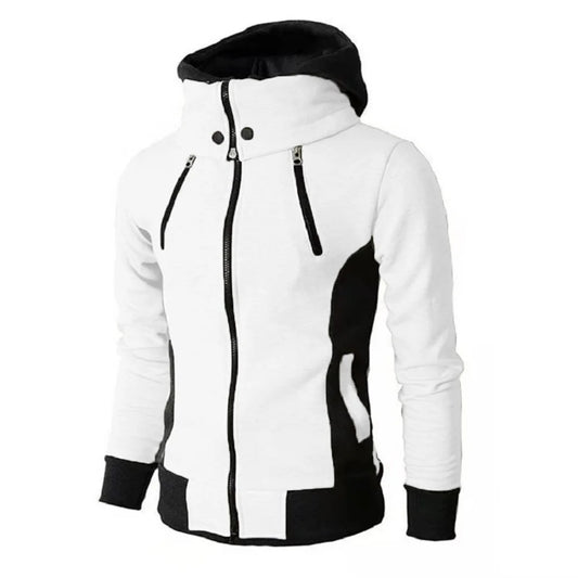 Men Jackets Fleece Coats Bomber Jacket Scarf Collar Fashion Outwear Slim Fit Hoody