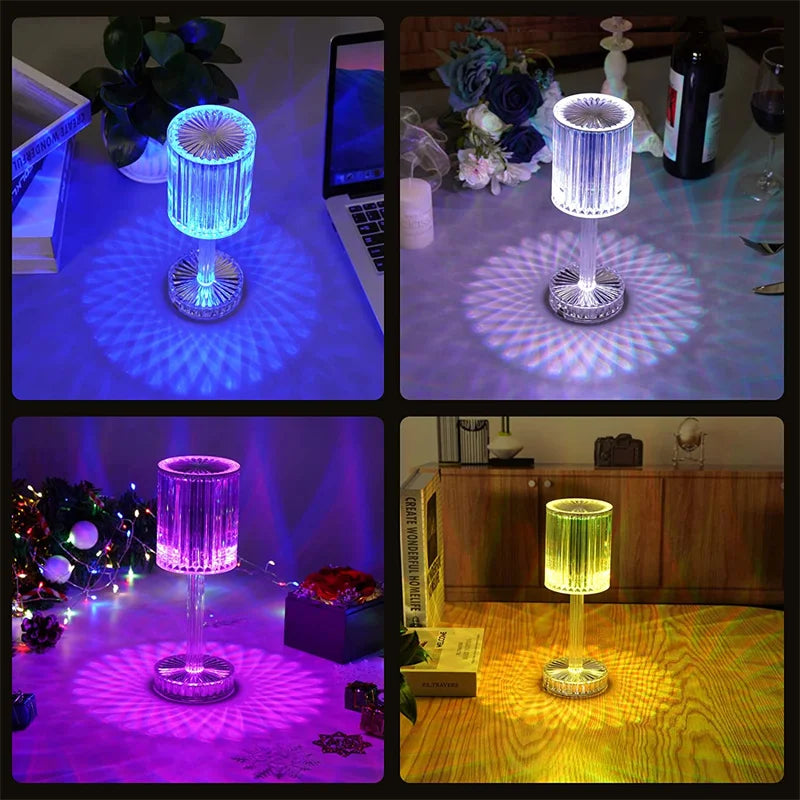 Diamond Crystal LED Table Lamp Projection Decoration Night Light Desk Lamps