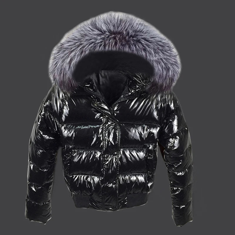 Fake Fur Coat Waterproof, Autumn Winter  Glossy, Female Outerwear Fashion  Black Short Coats, Women's Jacket