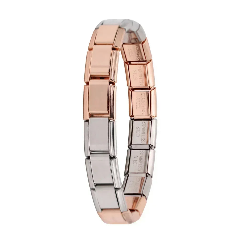 Hapiship New Women's Jewelry 9mm Width Itanlian Elastic Charm  Bracelet Fashion Stainless Steel Bangle