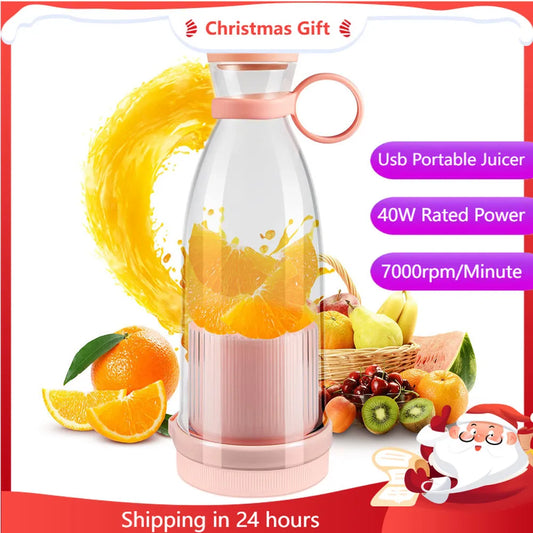 Rechargeable Mixers Fresh Fruit Juicers Blue/Pink Usb Portable Juice Bottle Mini Fast Electric Blender Smoothie Ice Maker - Hiron Store