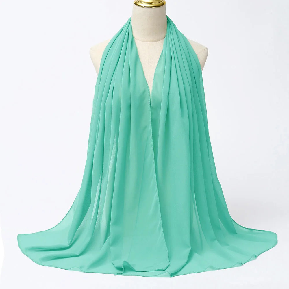 Muslim Chiffon hijab Scarf Long Solid Color Head Wrap Women's Hijabs & Scarves Jersey Hijab Veil