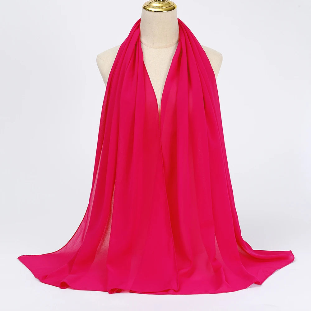 Muslim Chiffon hijab Scarf Long Solid Color Head Wrap Women's Hijabs & Scarves Jersey Hijab Veil