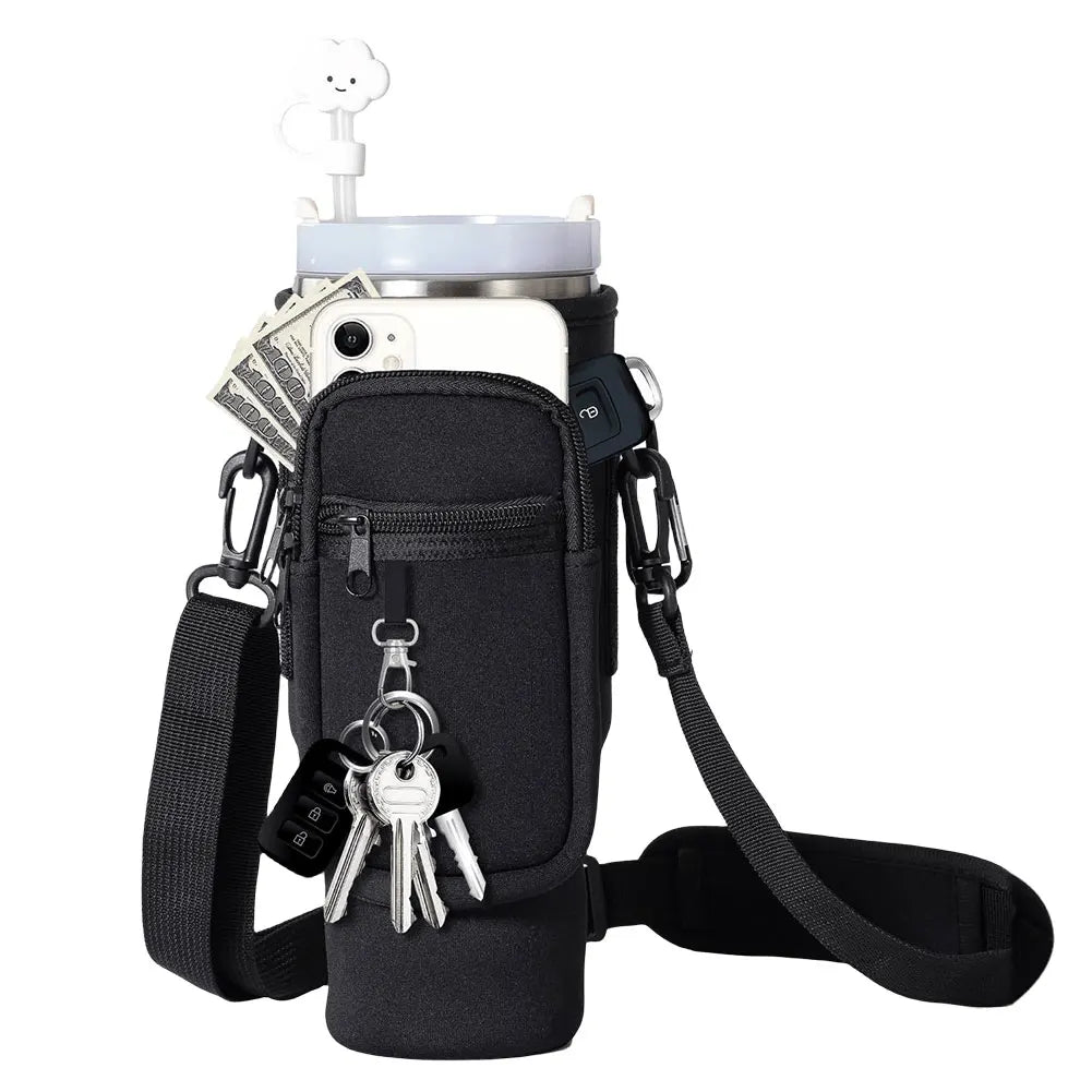 Neoprene Water Bottle Carrier Bag For Stanley Quencher Cup Sleeve with Adjustable Shoulder Strap Water Bottle