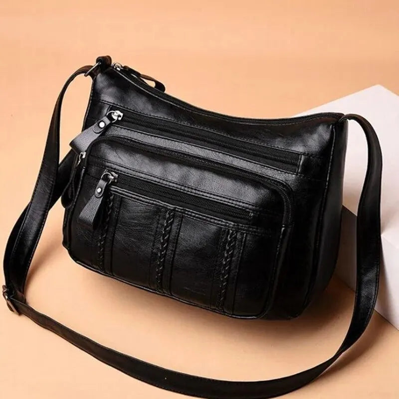 Women's Bag PU Multilayered Soft Leather Ladies Fashion Simple Shoulder Bags Mom's Bags Crossbody Bag - Hiron Store