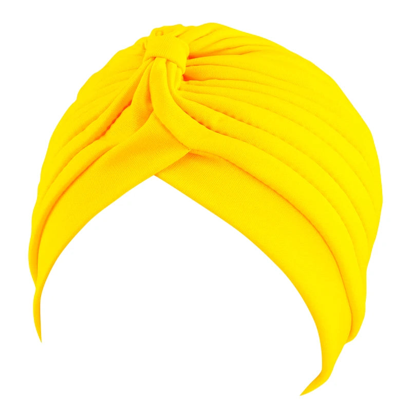 New Flower Decoration Turban, Solid Color Women's Head Wrap, Fashion Headwear, Bandana Cap