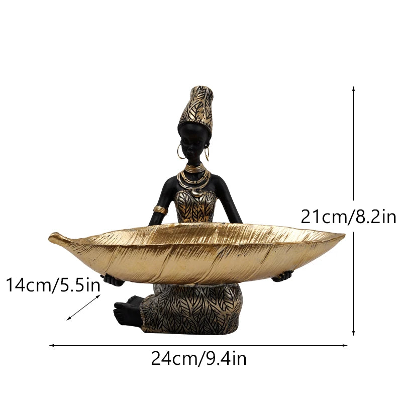 Black Woman Storage Figurines Africa Figure Home Desktop Decor Keys Candy Container Interior Craft Objects