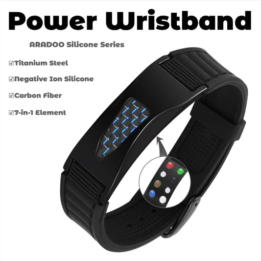 Silicone Power Balance Bracelets for Men Women 7 in 1 Magnetic Sports Carbon Fiber Wristband