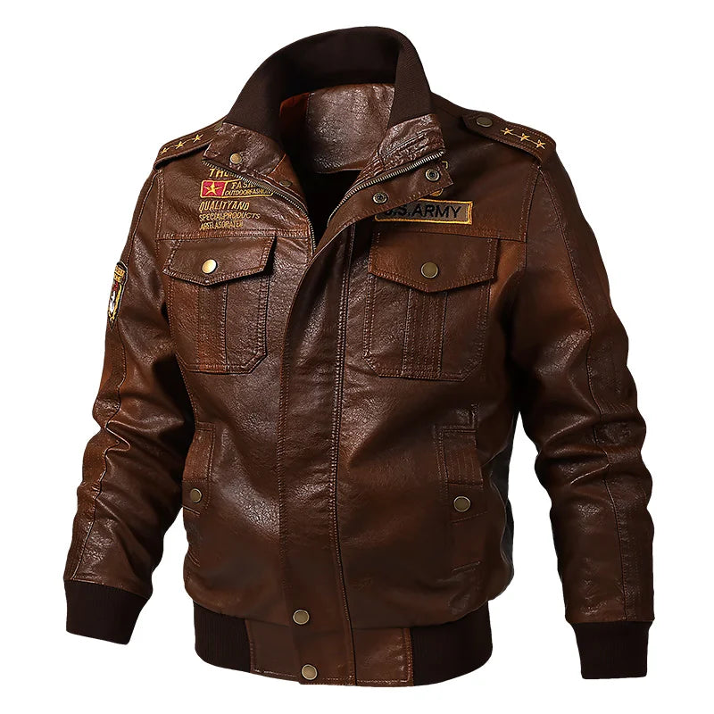 Leather Jacket Men's Spring Windproof Waterproof Motorcycle Riding Suit Work Top