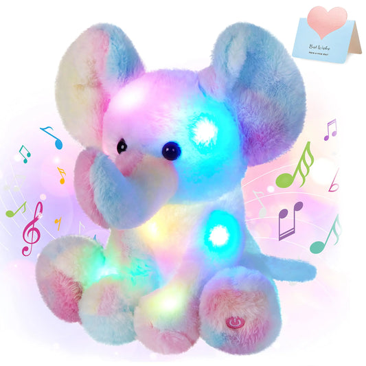 Musical Glowing Plush Toy Elephant Doll Throw Pillows Stuffed Toys LED Light Gift for Kids