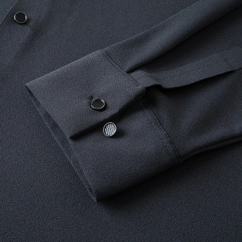 Men's Wool-Blend Dress  Shirt, Charcoal Gray, Business Essential , Non-Iron & Tailored Collar, All Season Comfort