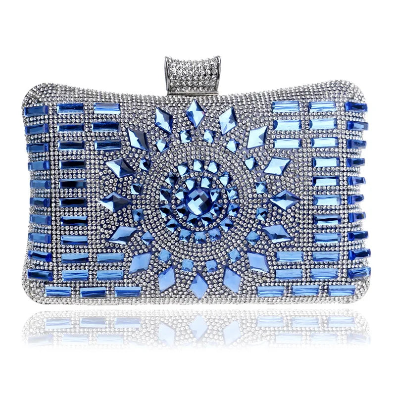 Rhinestones Women Bags Hollow Out Style Fashion Evening Bags Chain Shoulder Handbags Party Wedding Day Clutch Purse - Hiron Store