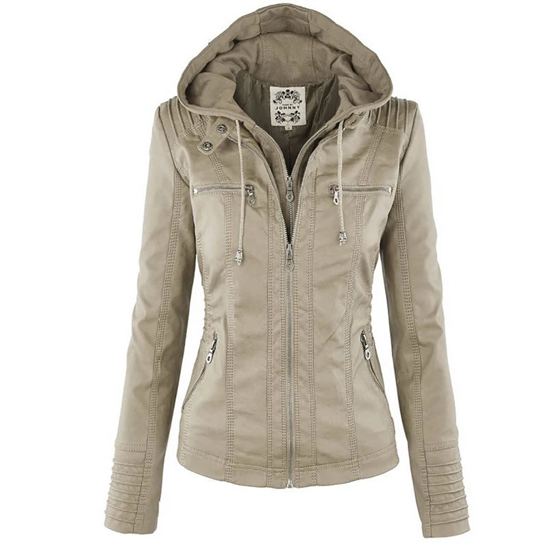 Winter Faux Leather Jacket Women Coats Ladies Basic Jackets Waterproof Windproof Coat