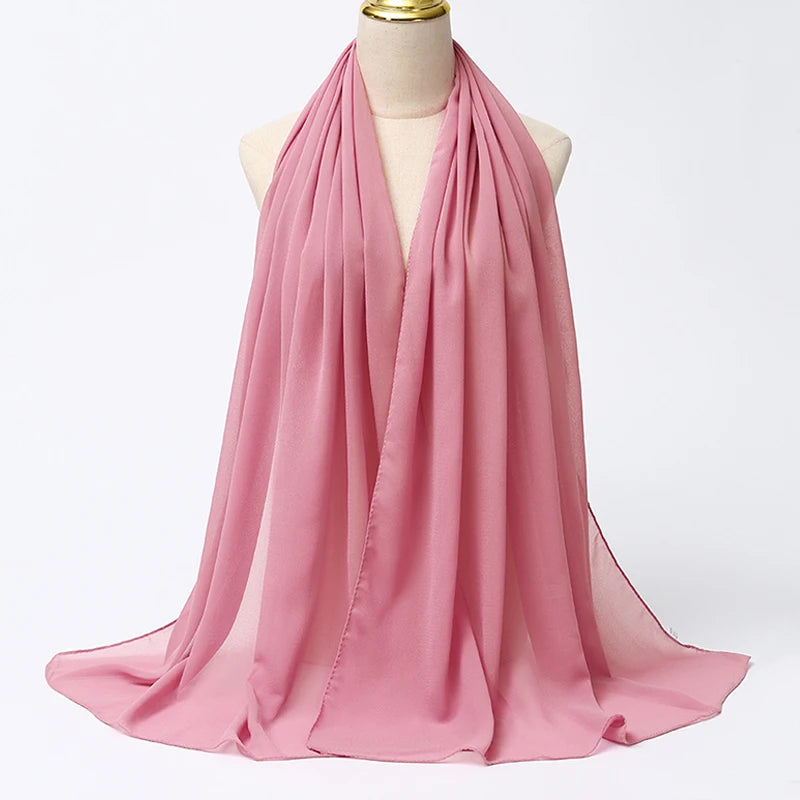 Muslim Chiffon hijab Scarf Long Solid Color Head Wrap Women's Hijabs & Scarves Jersey Hijab Veil