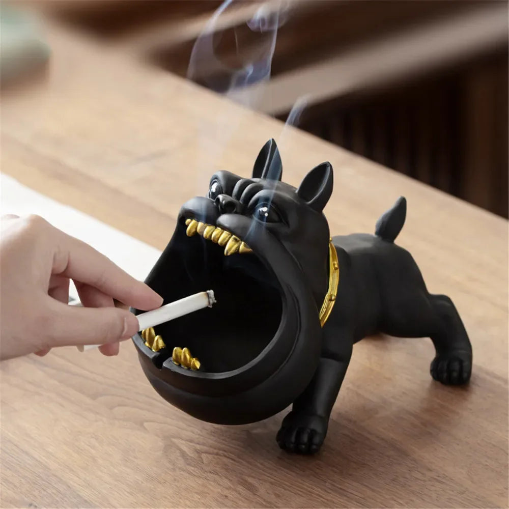 Dog Ashtray Decorative Bulldog Animal Large Capacity Storage Box Ceramic Crafts Ornaments