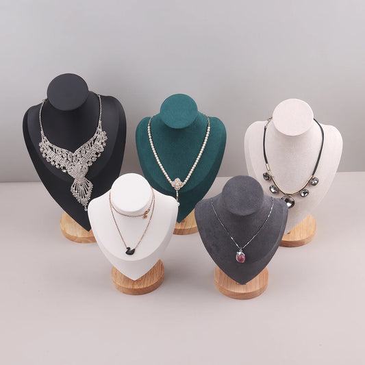 Velvet Portrait Necklace Display Pendant Organizer Stand Jewelry Mannequin Bust Necklace