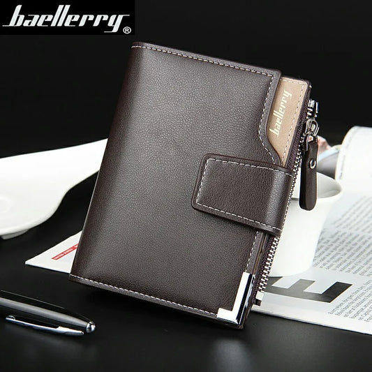 Baellerry Short Luxury Men Wallets Zipper Coin Pocket Card Holder Male Wallet Clutch Photo Holder Brand Man Purses Wallet - Hiron Store