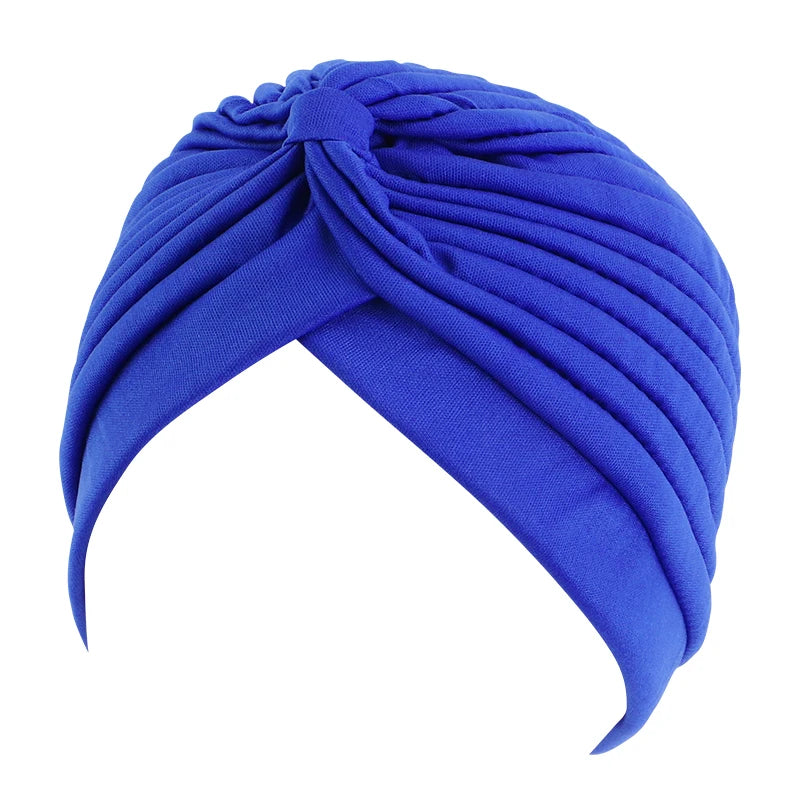 New Flower Decoration Turban, Solid Color Women's Head Wrap, Fashion Headwear, Bandana Cap
