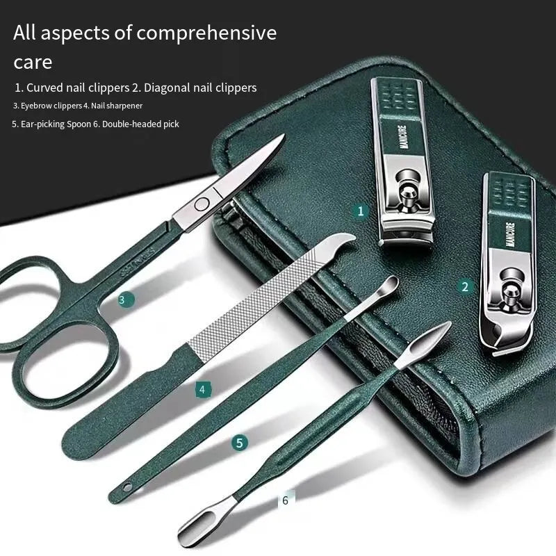 Nail Scissors Set Household High End Mens And Womens Special Nail Clippers Manicure Beauty Tools 6 Piece Portable Household - Hiron Store