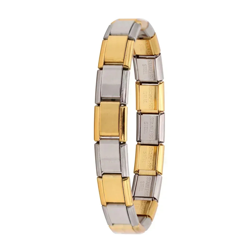 Hapiship New Women's Jewelry 9mm Width Itanlian Elastic Charm  Bracelet Fashion Stainless Steel Bangle