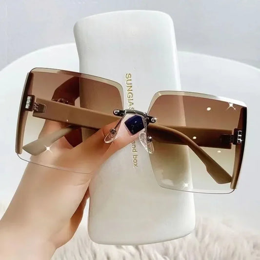 New Vintage Square Sunglasses Woman Classic Retro Gradient Mirror Frameless Sun Glasses