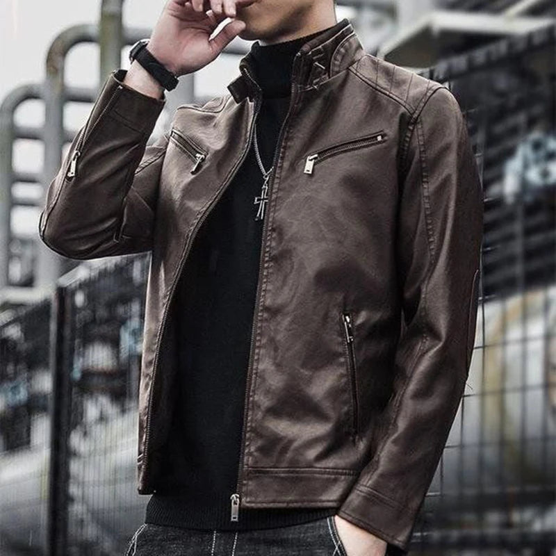 Men Suit Jacket Slim Fit Short Coat Leather jacket Streetwear Casual Blazer