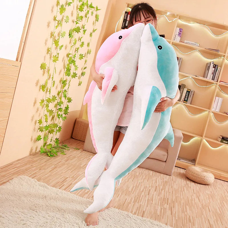 Large Plush Dolphin Toys Stuffed Sea Animal Cute Girls Dolls Baby Sleeping Pillow For Children