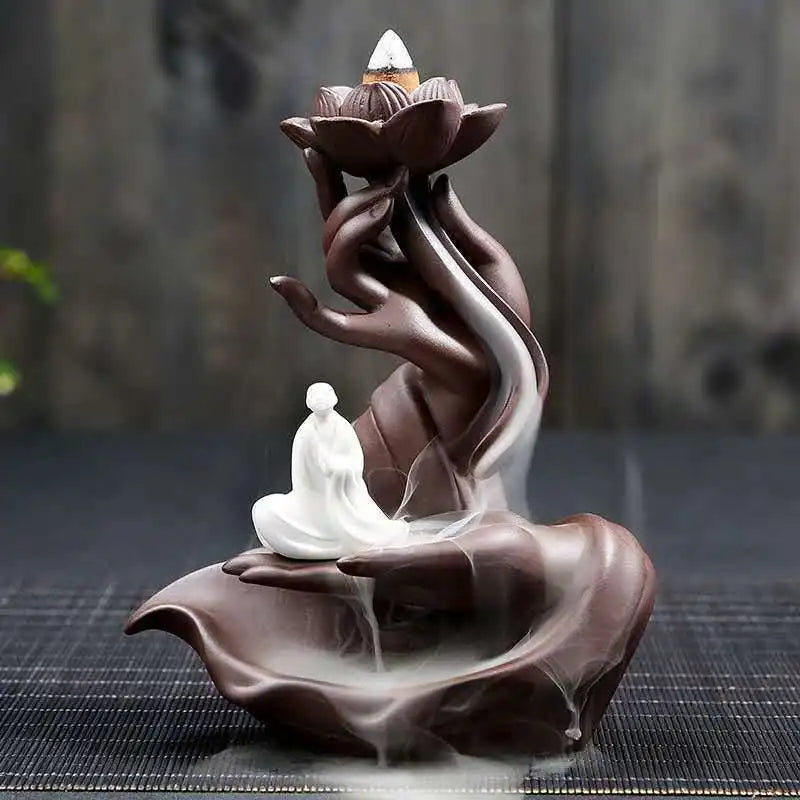 Ceramic Purple Sand Backflow Incense Stove Zen Buddhist Hand Creative Home Fragrance Stove Incense