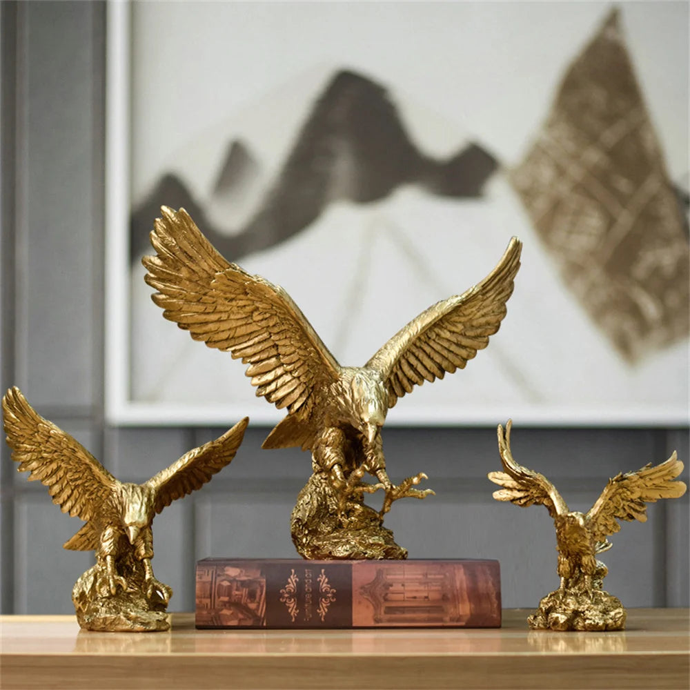 Eagle Statue Resin Animal Ornament Colour, Gold Falcon Sculpture Home Decoration Crafts