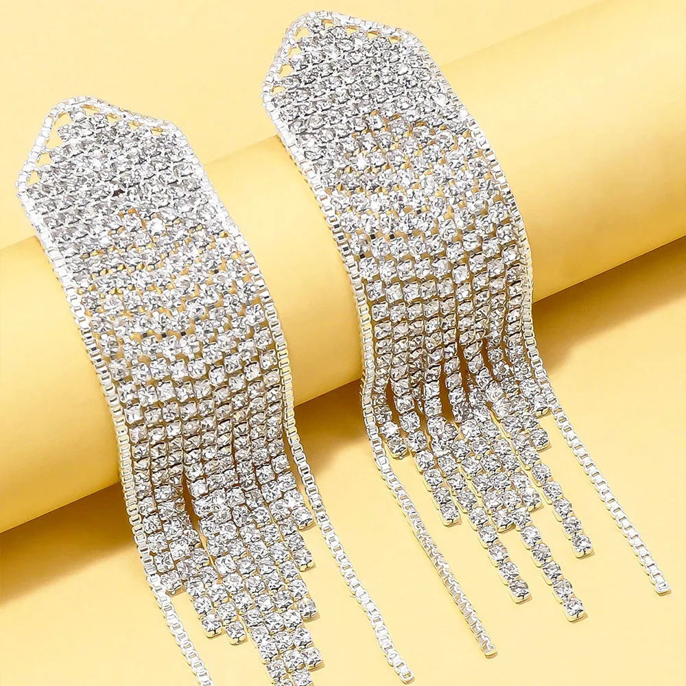 Earring Long Full Rhinestone Big Earrings Dangle Earring Wedding Jewellery