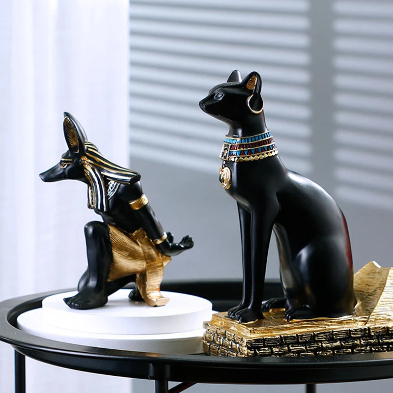 Resin Anubis Dog God Wine Rack Figurines Bottle Holder Egypt Cat Statue Restaurant Cabinet Tabletop Decor Item