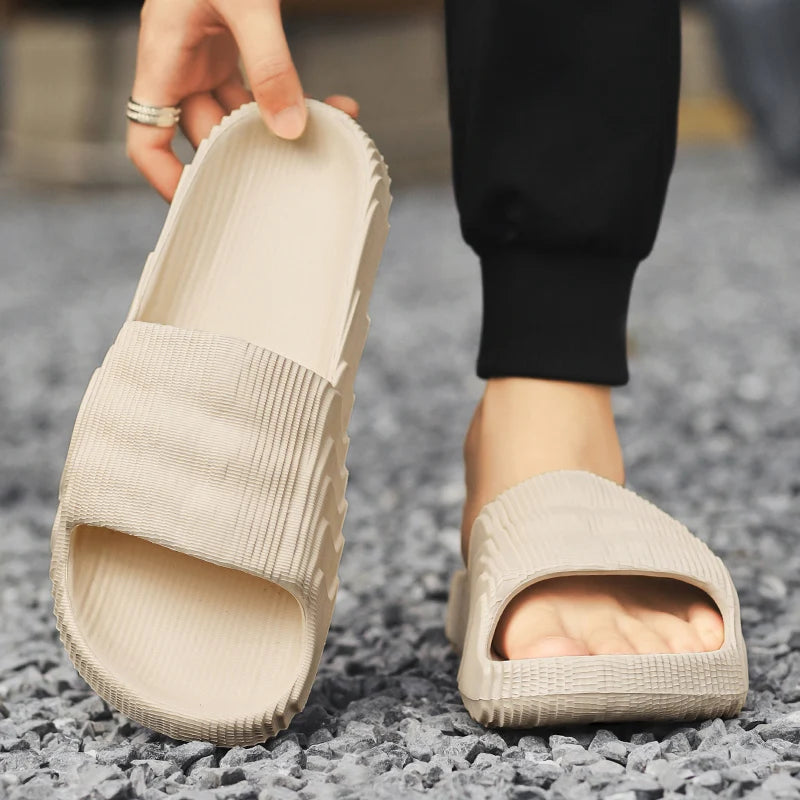 Soft Home Slippers Couple Summer Indoor Skid Proof Bathroom Slippers Sandals Hotel Solid Color Men Women Flat Shoes