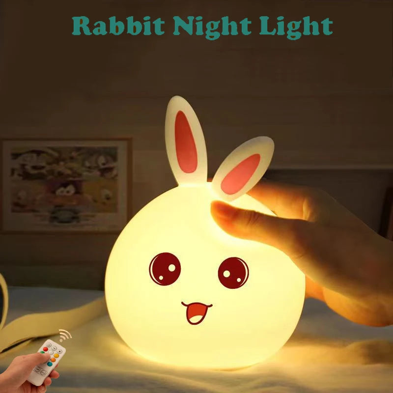 Night Light Cute Rabbit Colourful Light Voice Controlled Clap Lamp