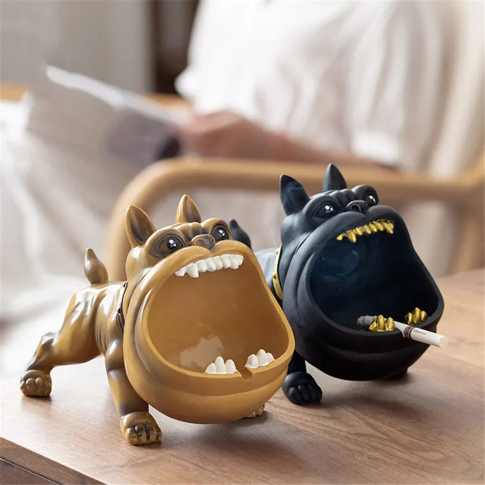 Dog Ashtray Decorative Bulldog Animal Large Capacity Storage Box Ceramic Crafts Ornaments