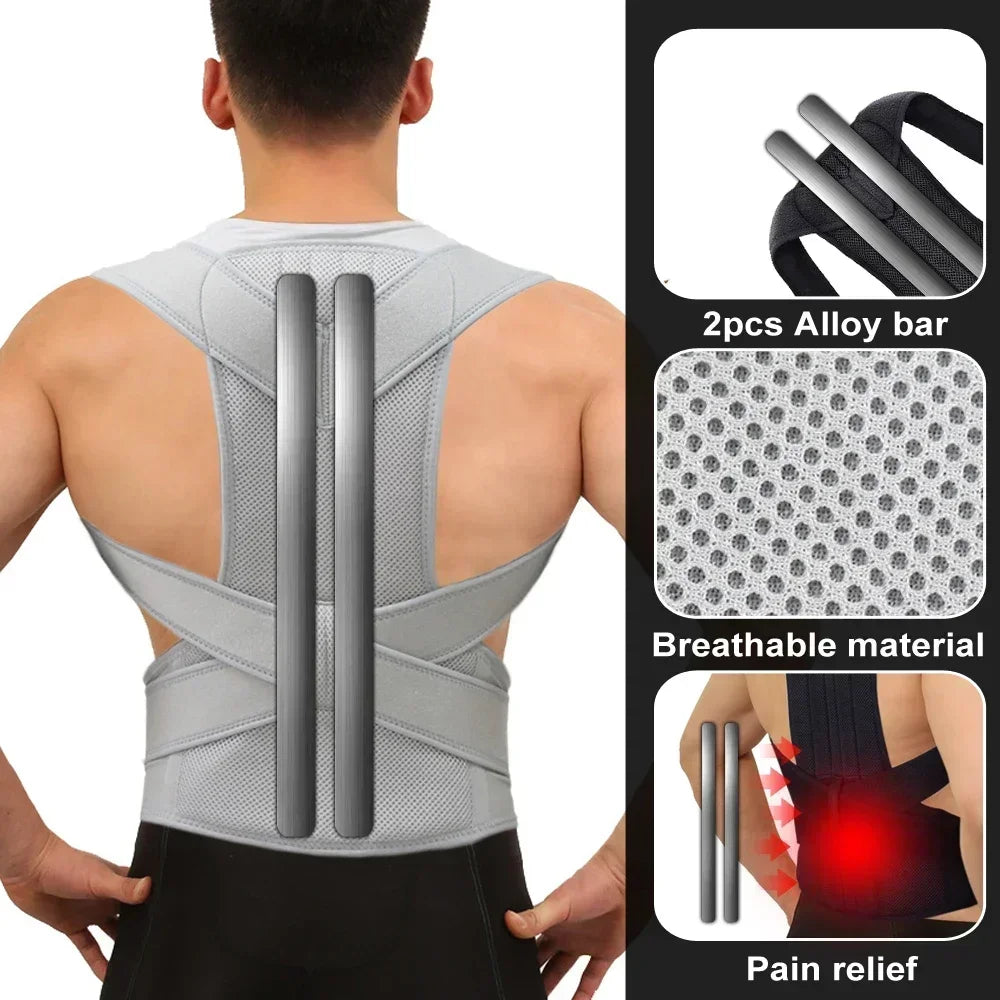 Alloy Rod Back Posture Corrector Orthotics Spine Side Bend Support the Shoulder Treatment Stent Orthodontic Belt Sports Safety - Hiron Store