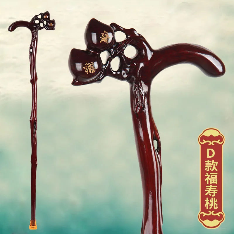 Walking Stick for the Elderly Solid Crutch Non-Slip Tripod Stick Wood Walking Stick Elderly