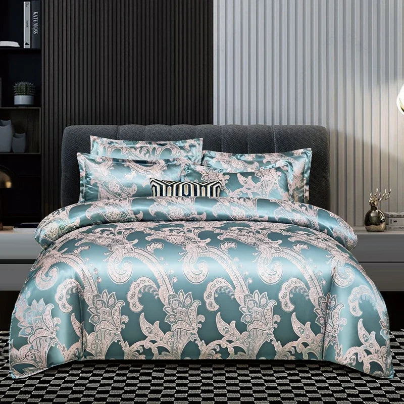 3pcs Duvet Cover and Pillowcase Set, European Light Luxury, Skin-Friendly Soft Fabric, Family bedroom Bedding