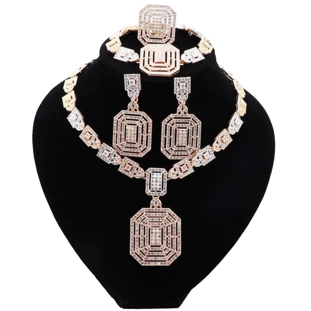 CYNTHIA Silver Plated Jewelry Sets For Women Necklace Earrings Bracelet Ring