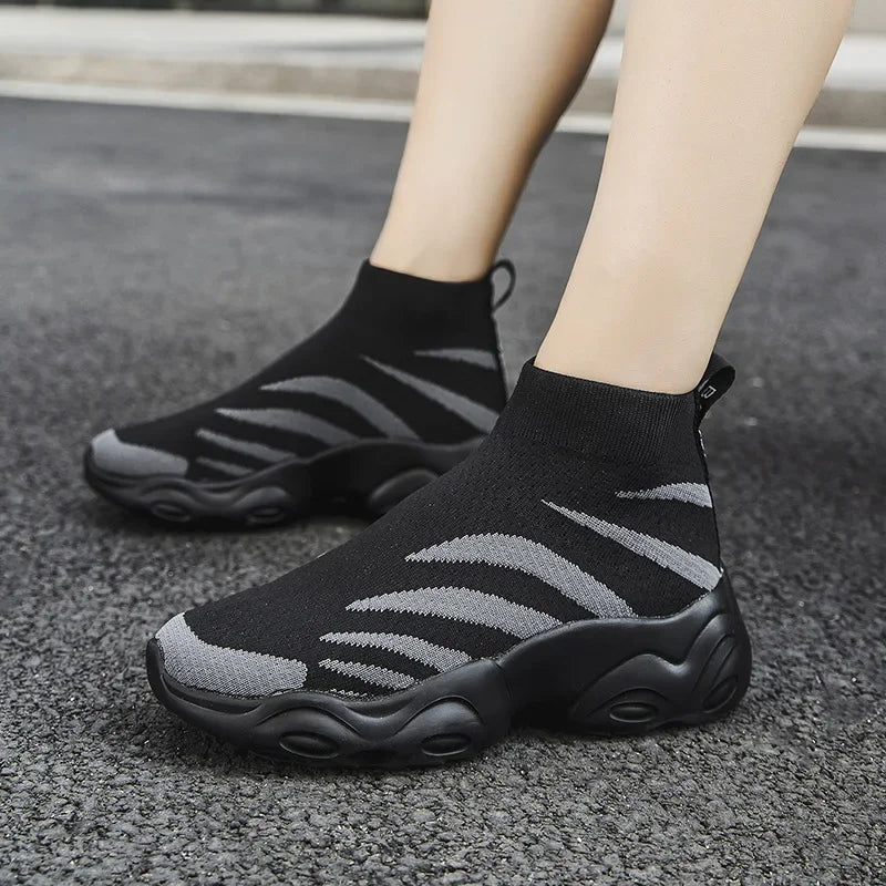 Men Women's Socks Boots High Top Casual Sneakers Shoes Mesh Breathable Walking Shoes